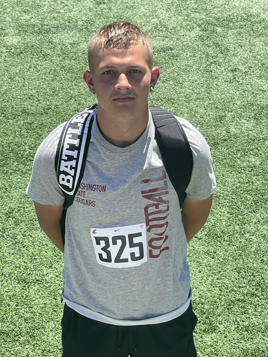 CashLayman5's tweet photo. Had a great time at the @WSUCougarFB camp today!! A big thanks to @CoachBanker and @NickRolovich for a great camp in Pullman!! @HeirFootball @CoachKevinJone4 👑 https://t.co/9ELnJByerW