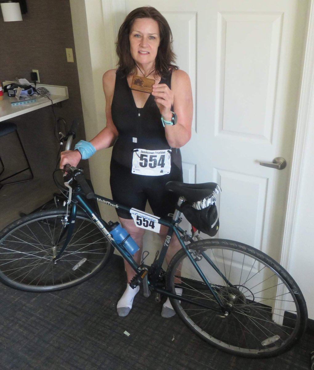 I'm a TRIATHLETE! Thank you, <a href="/KineticMSports/">Kinetic Multisports</a> for an amazing 1st experience at today's Jamestown Sprint Tri. And thank you <a href="/InovaWeightLoss/">Inova Weight Loss</a> for transforming a 283lb woman into a marathoner &amp; triathlete. m.facebook.com/story.php?stor…