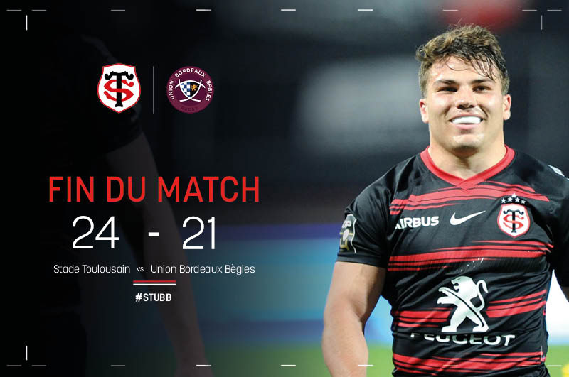 StadeToulousain's tweet image. 🏁 C&apos;est fini, direction la finale 😍🎆

Nos 🔴⚫ l&apos;emportent face à l&apos;UBB et se qualifient en finale du @top14rugby pour la 28ème fois de l&apos;histoire 🔥

#STUBB