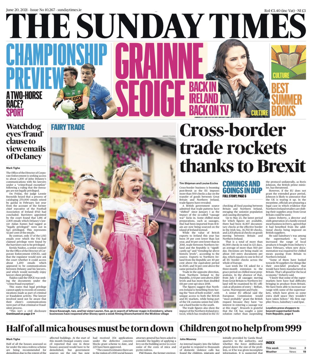 JohnBurns43's tweet photo. In tomorrow’s Sunday Times…
. Gemma O’Doherty and John Waters reported to gardai for ‘race hate’
. ⁦@valerie_flynn⁩ tracks down the thief who stole her bike
.  ⁦@marktigheST⁩ reports on #mica #donegal
. Ireland’s best team of columnists 
. Seamus Heaney’s royalties https://t.co/6avDcAyKLQ