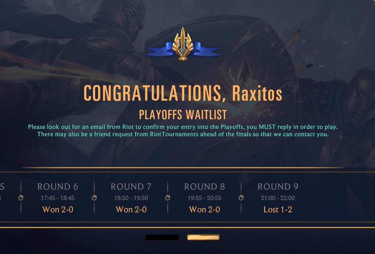 7-2 como resultado final, las unicas partidas perdidas han sido en las rondas perdidas (la ultima fue empate, mas gracioso), me quedo fuera pero es lo que hay.