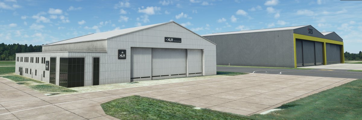 maccosim's tweet photo. Last few buildings being modelled for BHX Birmingham airport in #msfs2020 before a full V1 Release!
This time around, we modelled the private jet, and STS hangar!
#flightsim2020 #flightsimulator https://t.co/hFc71NYdu2