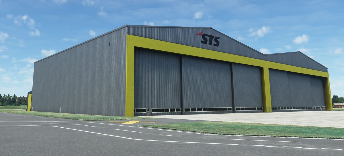 maccosim's tweet photo. Last few buildings being modelled for BHX Birmingham airport in #msfs2020 before a full V1 Release!
This time around, we modelled the private jet, and STS hangar!
#flightsim2020 #flightsimulator https://t.co/hFc71NYdu2