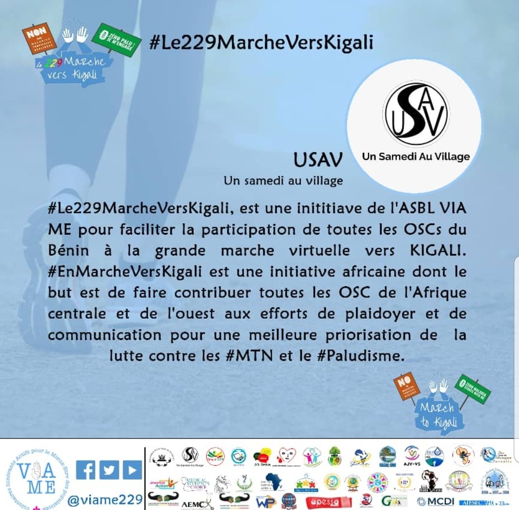 Pour la lutte contre les #MTN et le #Paludisme, #L'ONG Un Samedi Au Village s'engage !

#UnSamediAuVillage #USAV
#EnMarcheVersKigali
#Le229MarcheVersKigali
#NonAuxMTN
#ZeroPalu
#JeMengage 
#ViaMe
#SpeakUpAfrica