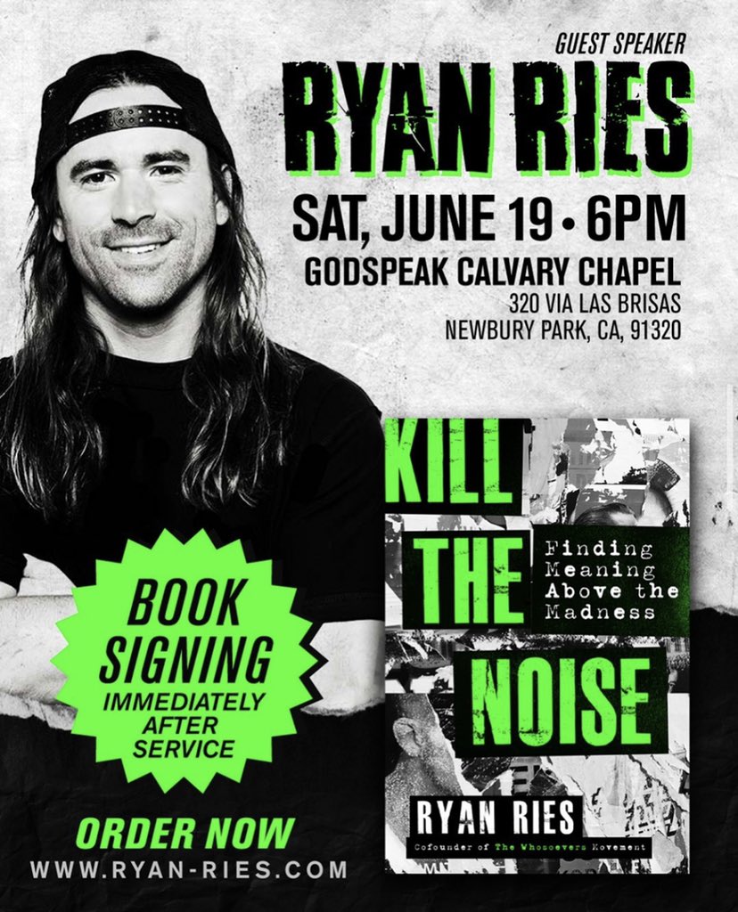 ryanries_'s tweet photo. Tonight 6pm come down to @godspeakccto & for the Kill The Noise message. Right after get a signed copy of his new book Kill the Noise: Finding Meaning Above the Madness🔥
-
#KillTheNoiseBook #KillTheNoiseTour
#OurMissionIsTheGreatCommission https://t.co/Qla7fJAxzr