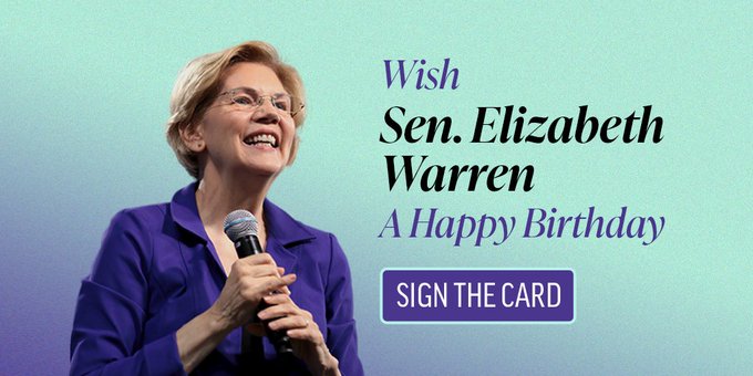Emilyslist: Will you help us wish Elizabeth Warren a happy birthday?  