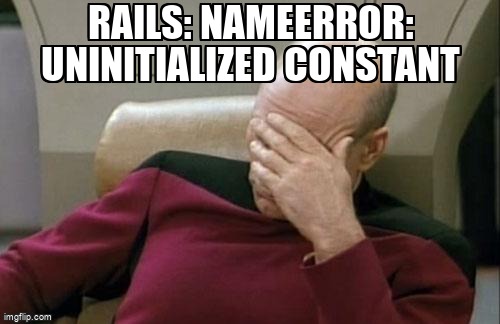 overflow_meme's tweet image. Rails: NameError: uninitialized constant stackoverflow.com/questions/2639… #railsconsole #rubyonrails4 #rubyonrails
