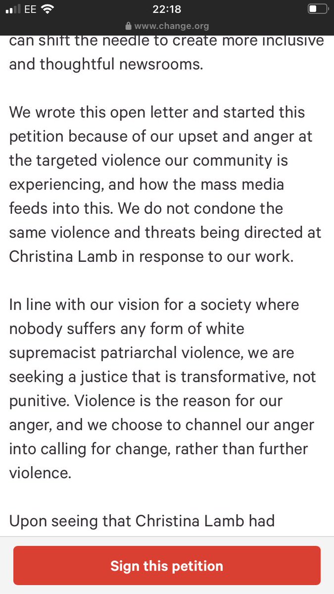 @EmmaTuckerST <a href="/christinalamb/">christinalamb</a> We would also like to reiterate that we do not condone the violence and threats Lamb received. We publicly stated this on our petition and social channels. Please see screenshots attached.