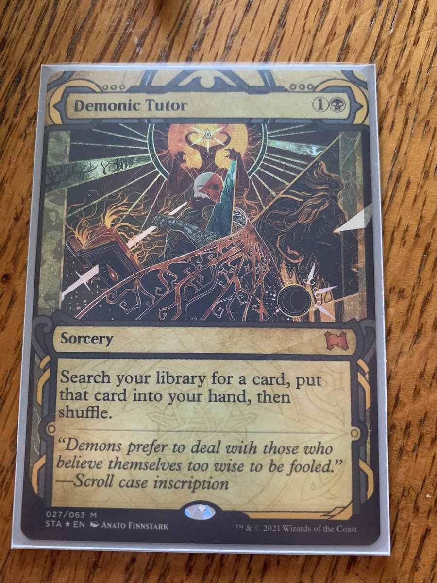 Blazek_18's tweet photo. Just pulled this from a strixhaven pack!! So excited!! #mtg #strixhaven #demonictutor #MagicTheGathering https://t.co/vDsrbsbJt9