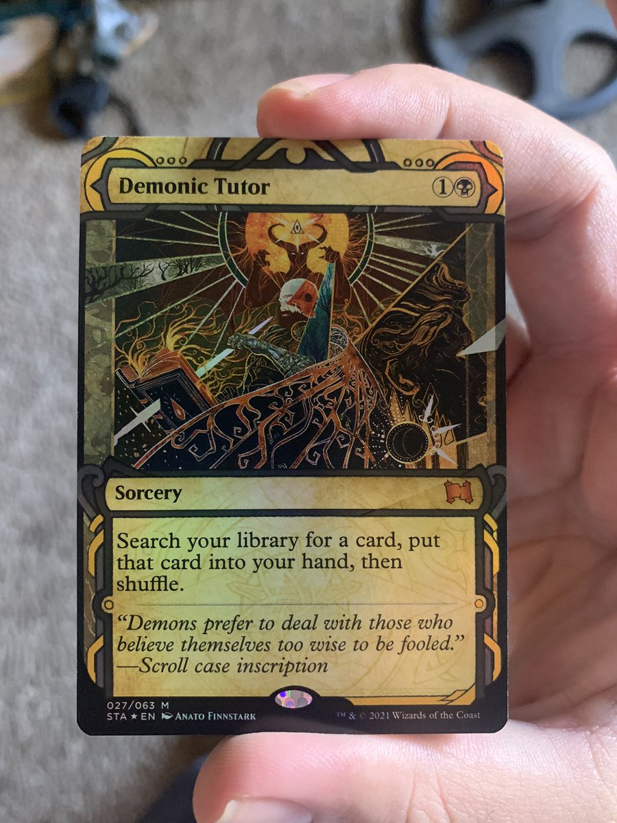 Blazek_18's tweet photo. Just pulled this from a strixhaven pack!! So excited!! #mtg #strixhaven #demonictutor #MagicTheGathering https://t.co/vDsrbsbJt9