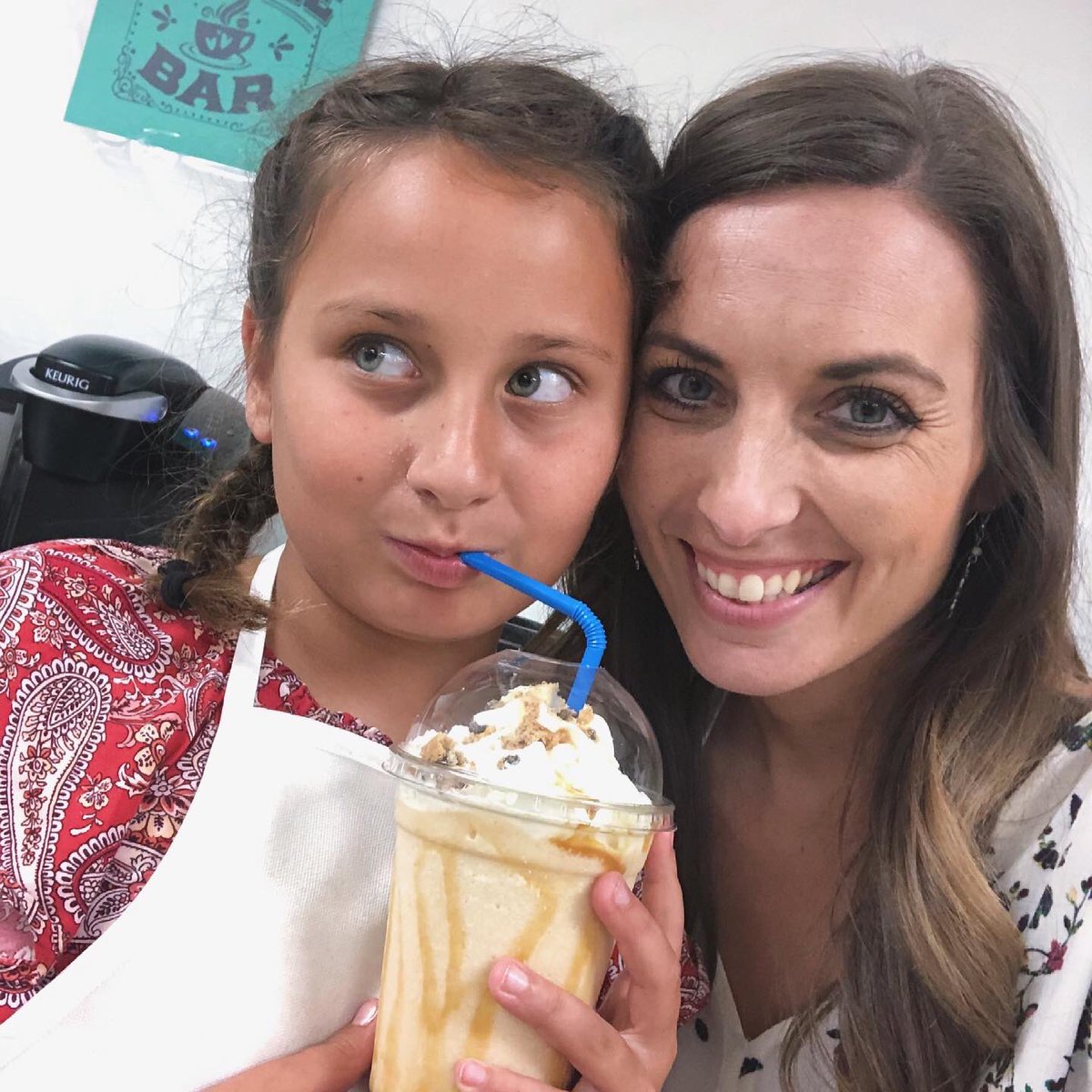 Holly_Ford_'s tweet photo. My girl got to try out her barista management skills for her cousin’s graduation party…she killed it. 💙 She was working her magic like a BOSS.  Happy 8th grade graduation, Carleigh!  We’re proud of you! 🥳🎉👏 https://t.co/Wtqu0FgiNp