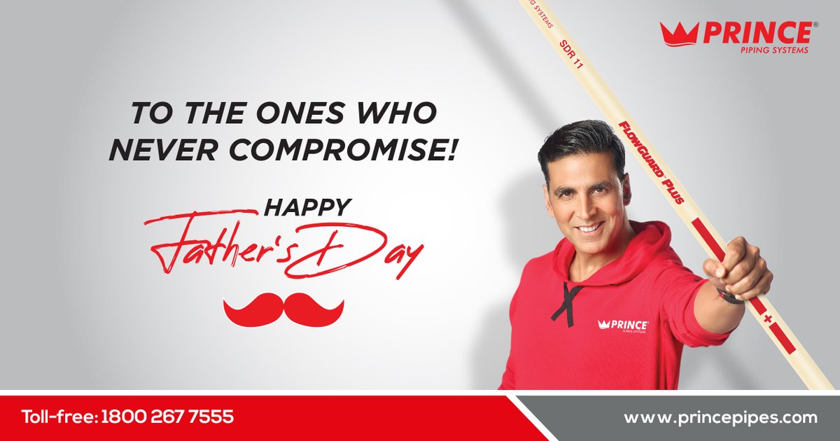 Prince_Pipes's tweet photo. #PrinceFlowguardPlus is the undisputed #WorldsNo1CPVC #PlumbingSystem - most trusted, respected &amp; reliable.
From the baap of all #CPVCs to all the #Dads, #HappyFathersDay!

#FathersDay #WorldFathersDay #Fathers #Family #PrincePipes #ZeroDefect #Pipes #Plumbing #Plumbers #India https://t.co/j7udpjuomS