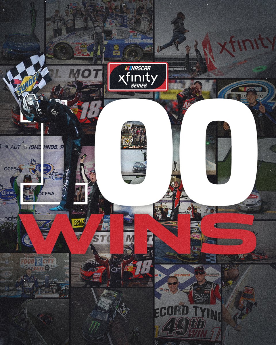 Rowdy hits the century mark with his 100th NASCAR #XfinitySeries win.

RETWEET to congratulate <a href="/KyleBusch/">Kyle Busch</a> on his milestone achievement!
