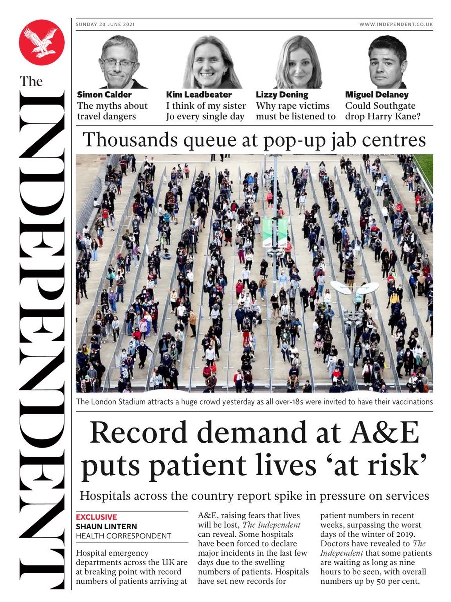 Exclusive: ‘A sustained threat to patient safety’ - Hospitals across the country swamped by record numbers of patients in A&amp;E independent.co.uk/news/health/nh…