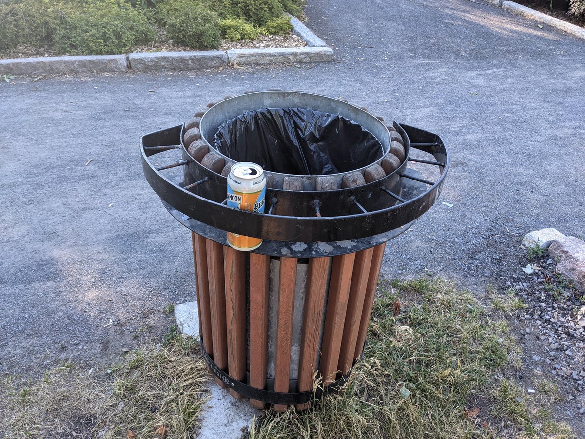 One of my favorite works of Montreal municipal design, to aid people who collect beer cans in parks for the refundable deposits