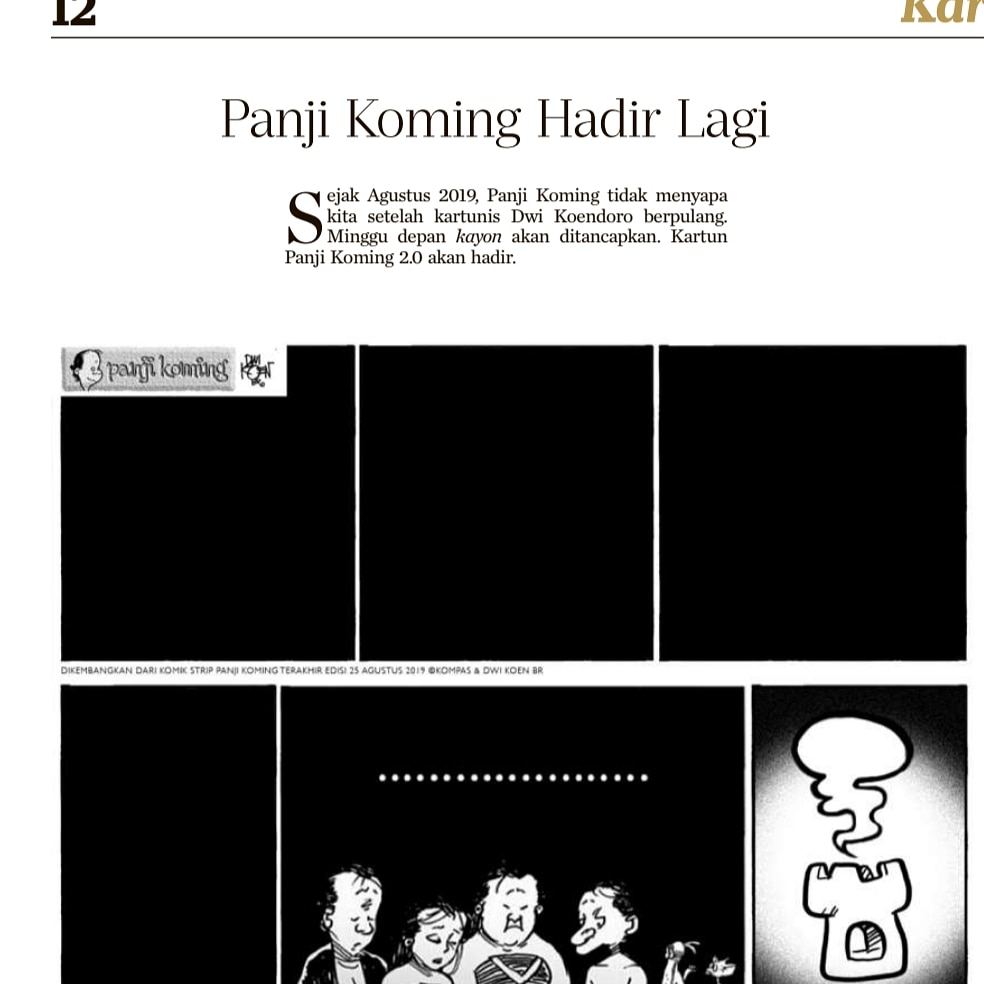 Baca di <a href="/hariankompas/">Harian Kompas</a> pagi ini.
Aaaaaaaah...ga sabaaar nunggu Panji Koming 2.0 #adadiKompas.

Kangen sama satirnya.

Pas banget kemarin liat karya <a href="/pinotski/">Pinot</a> di #alidanraturatuqueens #ARRQ
Pas moment-nya