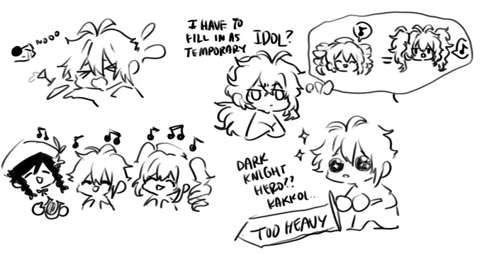 extra doodles of riku and diluc swapping places 