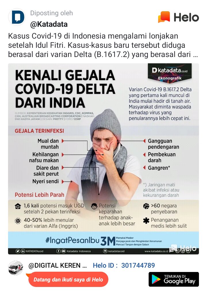 henrysubiakto's tweet photo. Bagi yg sayang pd diri sendiri dan keluarga hrs ketat jaga prokes dan perlu tahu gejala Covid 19 varian dr India. https://t.co/x72KukD1HH