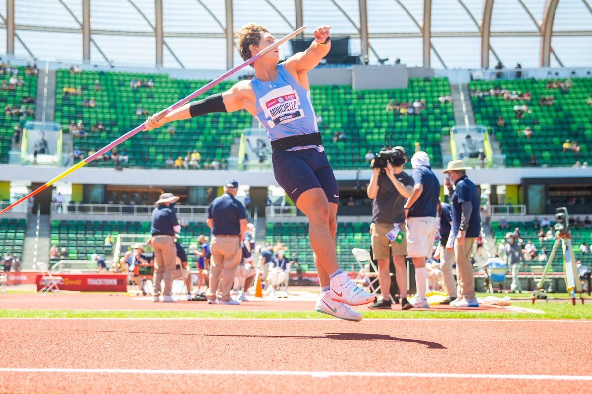 The field for the men's javelin final at #TrackTown20 is all set. @minichello_ was the top qualifier with a day's best of 76.63m/251-5, final set for Monday at 4:15 p.m. (PT). #TrackFieldTrials21 #JourneyToGold 📸 @OttoHoriuchi