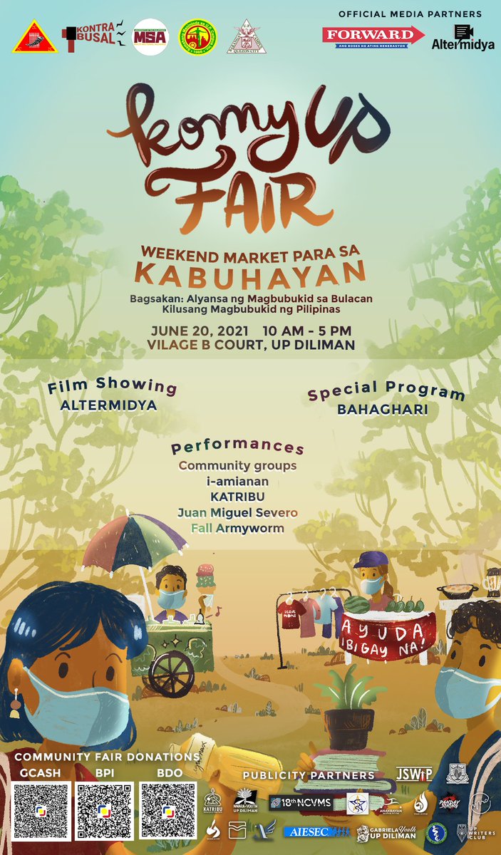 Mga ka-komyUP Fair, handa na ba kayo?

Takits mamaya sa Village B Covered Court, Barangay UP Campus mula 10 AM hanggang 5 PM! 

#KomyUPFair2021
#AyudaHindiChacha