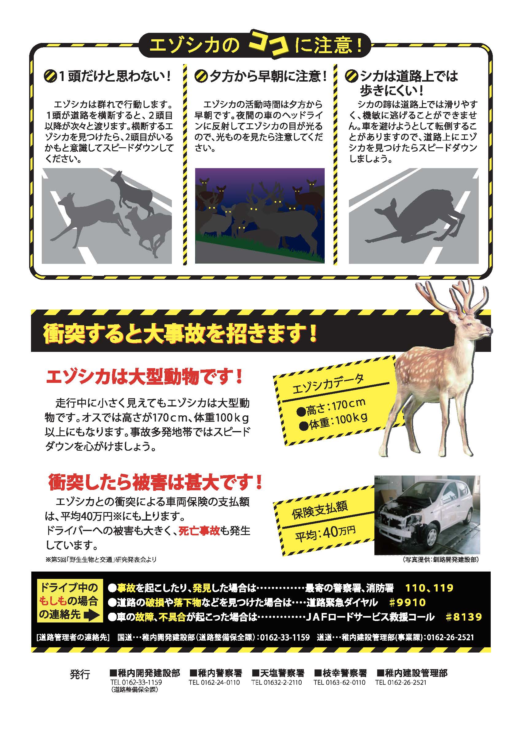 馬主来 パシクル Fully Vac On Twitter エゾシカ 注意 国土交通省北海道開発局 稚内開発建設部 他が作成されているエゾシカ注意喚起のチラシがわかりやすくてよいのでその一部をご紹介 エゾシカ 札幌 北海道 Https T Co 8ajgqyzxa2 Https