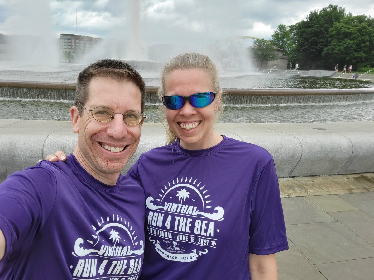 AquilaPrincess's tweet photo. Hubby and I finished our @LoggerheadMC virtual #Run4TheSea fundraiser run! It was fitting, too, we ran along the riverfronts of the Allegheny, Monongahela, Ohio Rivers - all waters that will eventually join the ocean 💙💚🌊🐢

Yay for sea turtles! https://t.co/oxNANZElv2