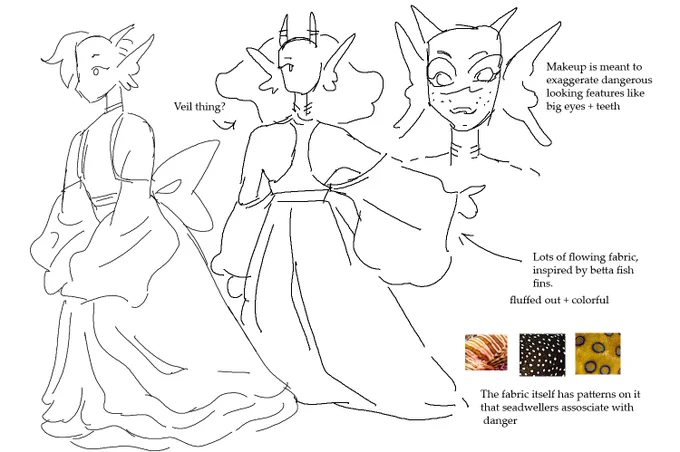 thoughts about seadweller fashion ! i am very into the idea of mermaids/sirens trying to emulate dangerous sea creatures 
