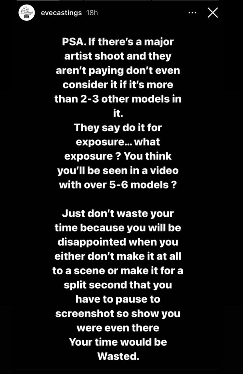itsangelfaithh's tweet photo. Models! We need to stop working for free. Being in a music video for 1-2sec won’t get you paid https://t.co/3av3tA2GAp