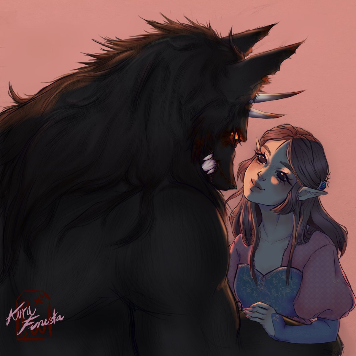 Aura_Funesta's tweet photo. A love story between a abominable king and a healer elf, who ended a war and united two kingdoms ~
Cerberus and Alanรญs are some old Oc's that I recently revived. ๐๐๐
#originalcharacters #originalocstory #originaldesigncharacter #faecreatures #digitalart #digitalillustration https://t.co/7lqTwhwUTP