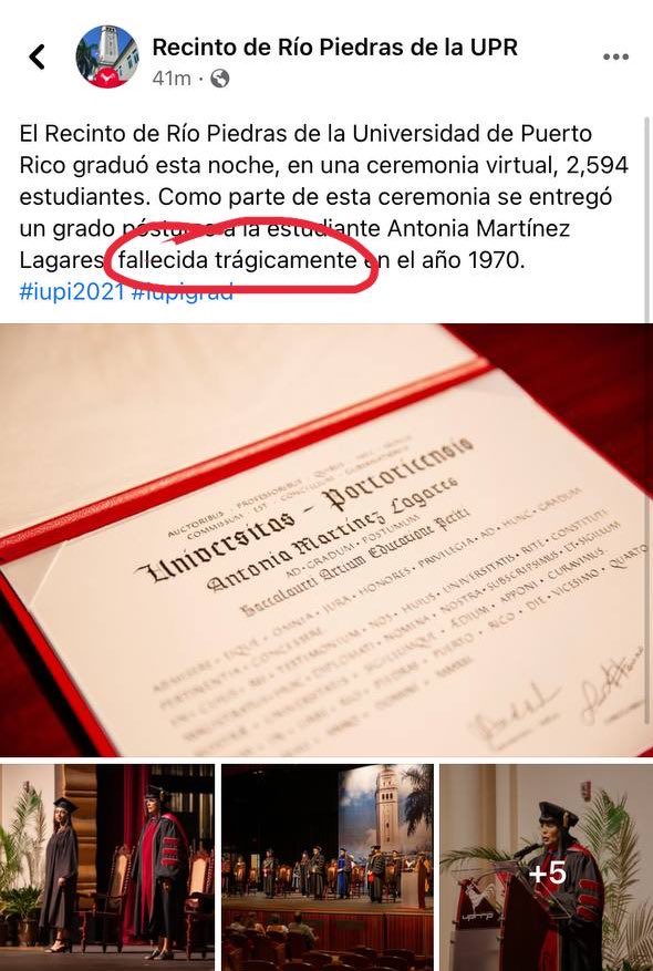 GuarioCandanga's tweet image. Antonia no “falleció trágicamente”, a Antonia la asesinó la Policía de Puerto Rico @uprrp @UPR_Oficial