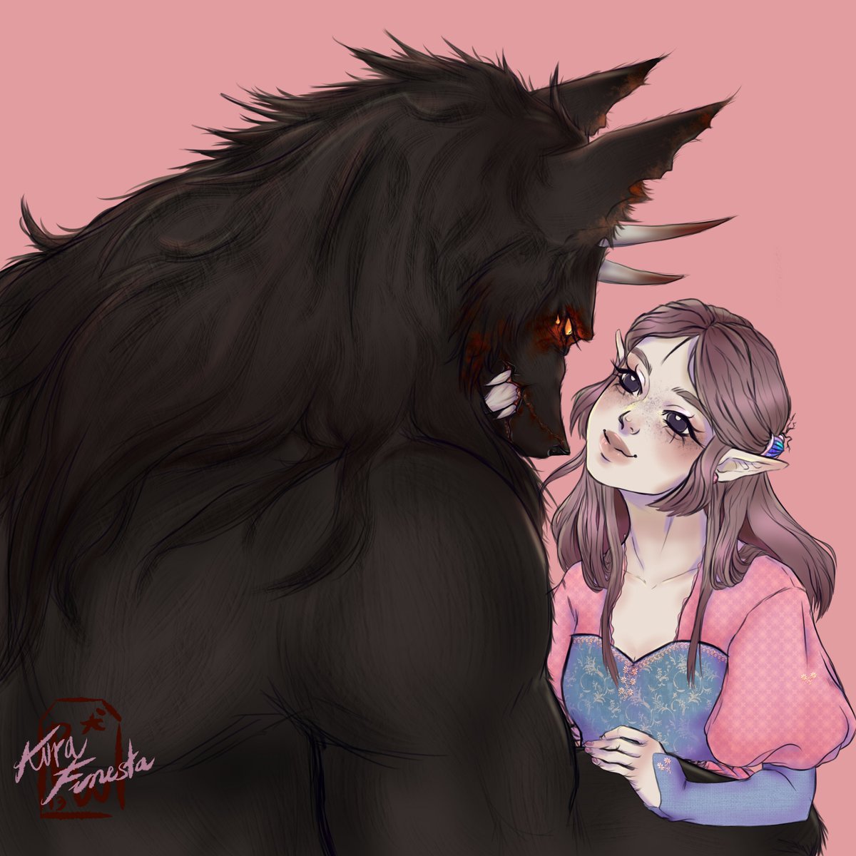 Aura_Funesta's tweet photo. A love story between a abominable king and a healer elf, who ended a war and united two kingdoms ~
Cerberus and Alanรญs are some old Oc's that I recently revived. ๐๐๐
#originalcharacters #originalocstory #originaldesigncharacter #faecreatures #digitalart #digitalillustration https://t.co/7lqTwhwUTP