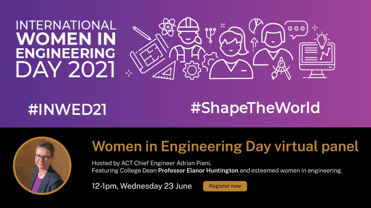 Systems & Society at ANU (@systemsanu) on Twitter photo Join us this Wednesday 23 June for an #INWED21 virtual panel hosted by ACT Chief Engineer <a href="/AdrianPiani/">Adrian Piani</a> & featuring @profElanor. We’ll chat about education, women in construction, women in STEM strategy, & gender diversity. #ShapeTheWorld
🎟 Register now
cecs.anu.edu.au/events/women-e… Join us this Wednesday 23 June for an #INWED21 virtual panel hosted by ACT Chief Engineer <a href="/AdrianPiani/">Adrian Piani</a> & featuring @profElanor. We’ll chat about education, women in construction, women in STEM strategy, & gender diversity. #ShapeTheWorld
🎟 Register now
cecs.anu.edu.au/events/women-e…