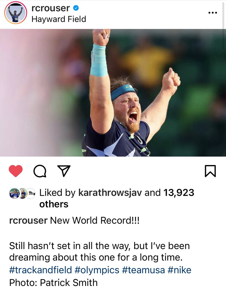 fpthrows's tweet photo. Congrats to @RCrouserThrows… NEW WORLD RECORD- 76’ 8.25” https://t.co/17x0k4i103