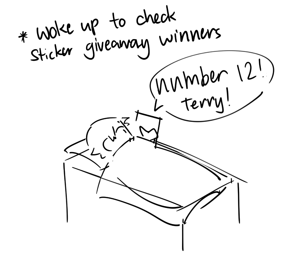 Bonus! My reaction to winning the stickers: 
