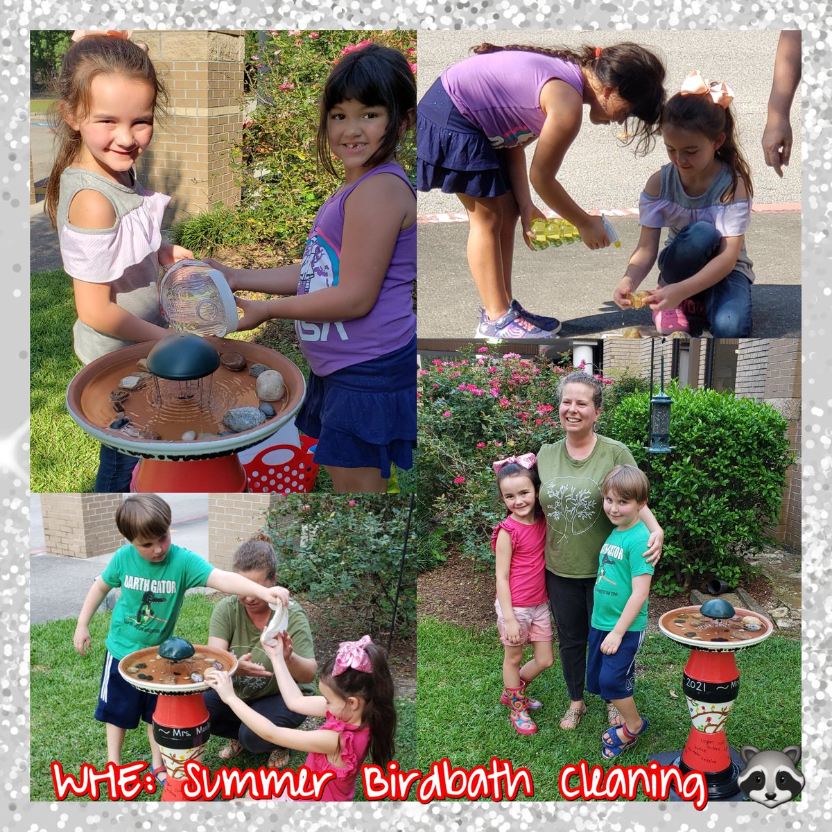 Shafer5The's tweet photo. Karlee has had the pleasure of helping Mrs. Monks twice this summer cleaning their kindergarten birdbath. Love the dedication her teacher shows her students. We have been truly blessed this year! #humbleisd @HumbleISD_WHE @kindermonks @HumbleISD https://t.co/0Xdj4G11Za