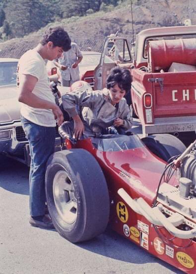 Jack and Shirley Muldowney getting ready to run in their gas dragster. Happy birthday Shirley  