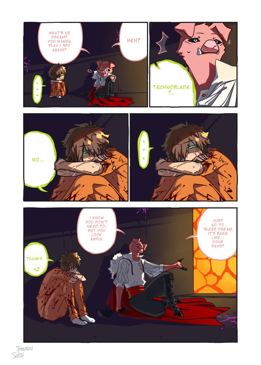 Read from right to left <-

!TW for blood and scars

Very self-indulgent + headcanons my beloved

I want a stream of them just talking so bad...

[1/2]

#rivalstwt #technofanart #technobladefanart #dreamfanart #dreamsmp #dreamsmpfanart 