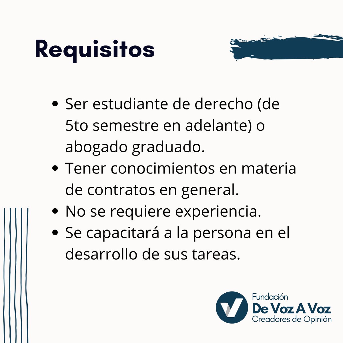 DeVozAVoz's tweet photo. 🗣️CONVOCATORIA:
¡En #DeVozAVoz estamos buscando Director/a Jurídico!
Si quieres ser parte de nuestro equipo y cumples con los requisitos, envíanos tu hoja de vida al correo devozavozcolombia@gmail.com
#DVAV #Convocatoria #Voluntariado #Colombia #FelizDomingo #Derecho #Jurídico https://t.co/TSp6vK60MW