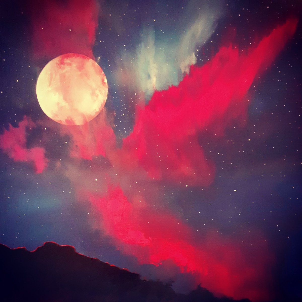 moe_rocksmoore's tweet photo. Work in progress...Oil on board. Pink Aurora at The Full Moon. #scottishart #ArtistOnTwitter #painters #laluna #ceilo #stelli #auroraborealis #rocksmoore https://t.co/29leZ1BI4O