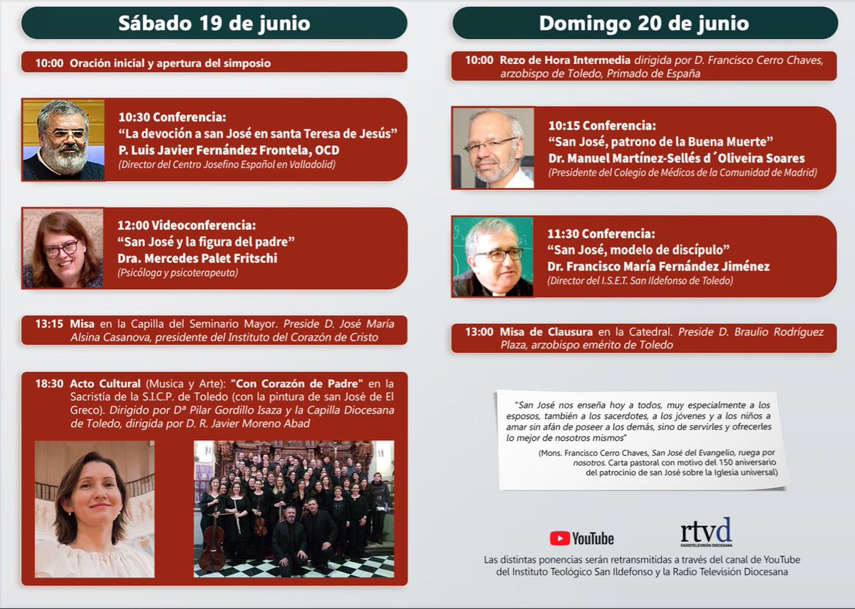 Ya tenemos en abierto la emisión de la segunda sesión de nuestro Simposio “Id a José”. Comenzamos a las 10 h. con el rezo de la intermedia presidida por <a href="/Obispofcerro/">✙ Francisco Cerro Chaves</a>