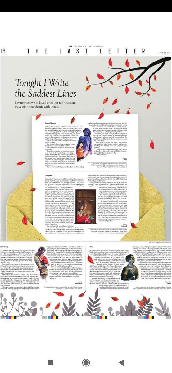 somyalakhani's tweet photo. It's taken me some time to go through each letter because it's impossible to read these without crying. 

"Maa, I simply miss enveloping you in the tightest of hugs,' writes a 24-yr-old. 

Do read these letters in @IndianExpress' #SundayEYE today. 

#COVID19 
#CovidSecondWave https://t.co/SbD1SV9ot6