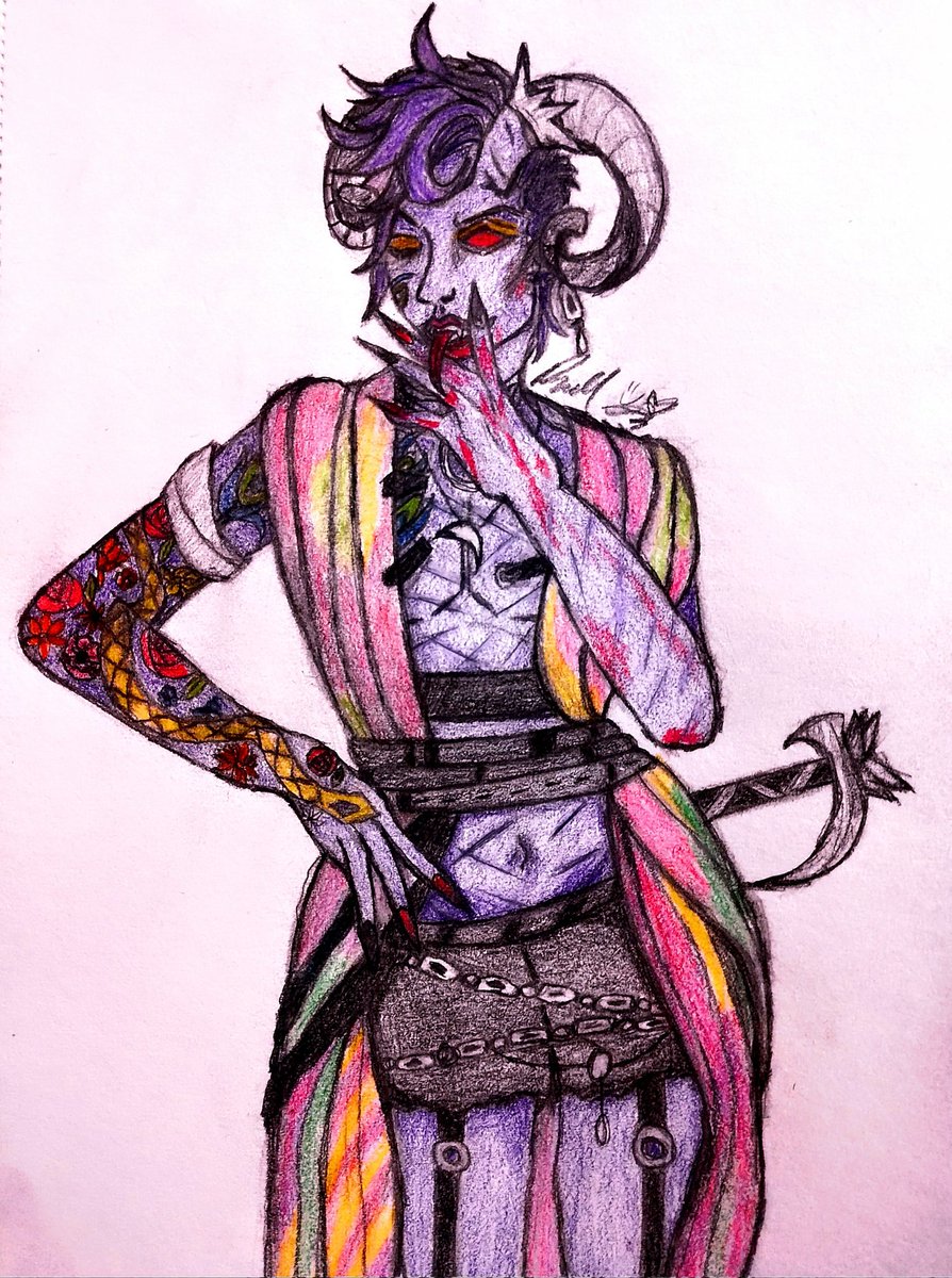 HydrengeaKitty6's tweet photo. I drew a Mollymauk! Based off the VM vs MN oneshot outfit of his 😏💜💜💜 #CriticalRole #CriticalRoleArt #VMvsM9 #vmXm9 #mollymauk https://t.co/xvjeNQrJBv