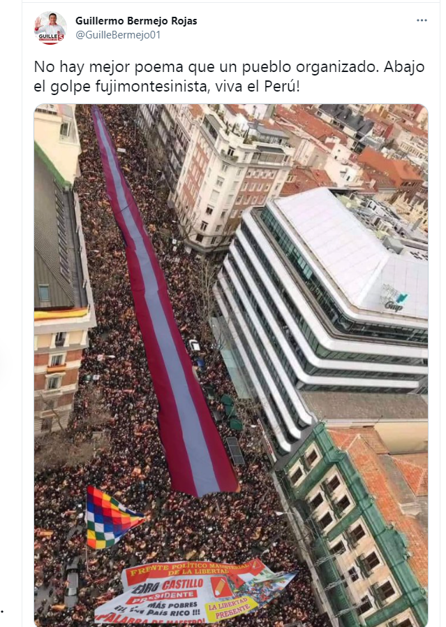 Libertad_Peru's tweet photo. pobre diablo Bermejo , solo genera lastima y verguenza.
mas lastima son los peruanos que votaron por este adefesio de terruco . Bermejo usa foto de España y la quiere hacer pasar como de Peru hoy 19 Junio, fracazados en plaza san martin
#LaLigaTuitera https://t.co/ds4aZKcIQt