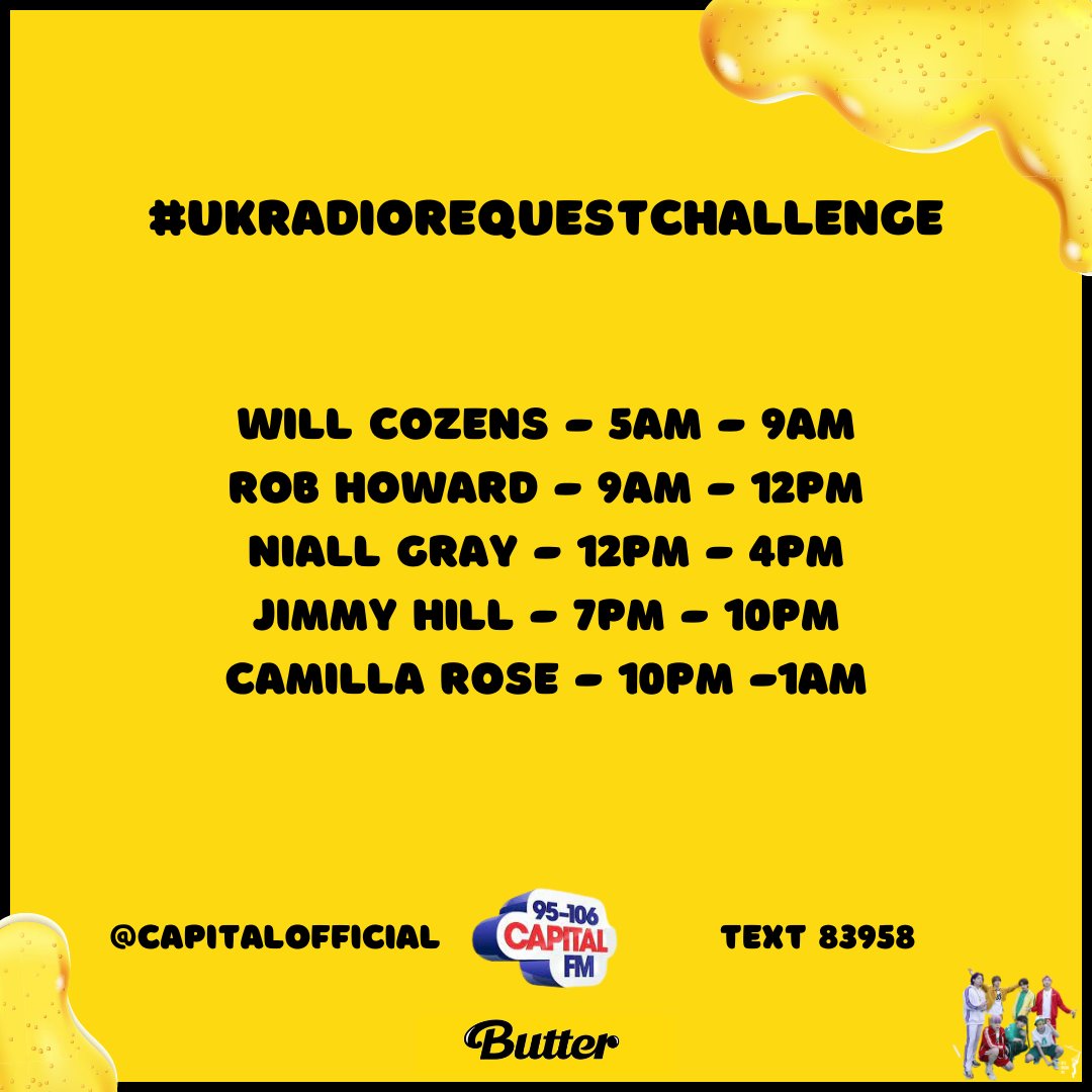BTSRadioUK's tweet photo. ๐ฌ๐ง #UKRadioRequestChallenge ๐ฌ๐ง
#BTSARMY it's time to request!
Send your requests to Will (@/willcozens) on Capital Radio using the contact info โคต๏ธ
#BTS #BTS_Butter @BTS_twt https://t.co/k3PMfqkzd7