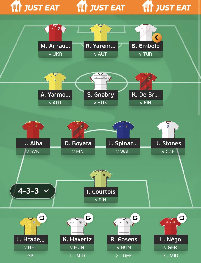 FPL_JianBatra's tweet image. #Wildcard MD2 (Thread):

Below is the best team for the wildcard chip for Matchday 3. 

This thread individually analyses each player, with captaincy at the end.

I hope it helps, retweets ♻️ are much appreciated and feel free to ask any questions 

#EURO2020  #Eurofantasy