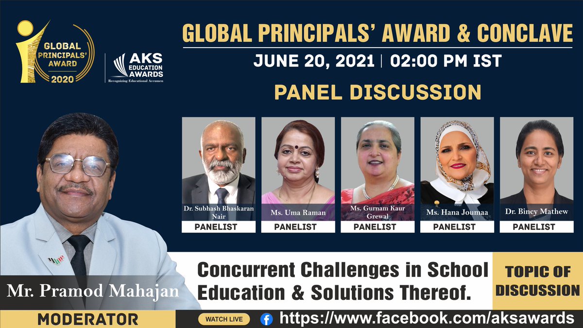Honored to be a part of Panel Discussion in Global Principals' Conclave on 20.06.21
#gpa2020 #globalprincipalsaward #akseducationawards #Leadersofchange
