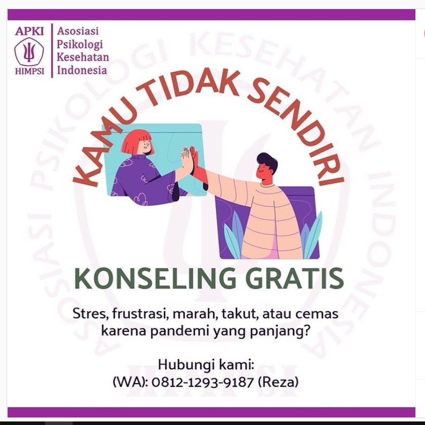 pakhajiceye's tweet photo. Guys ada konseling gratis program dari #HimpsiPusat boleh langsung dicek atau ga ke ig nya https://t.co/gHAe0zUgTB https://t.co/k6JY9R4T4m