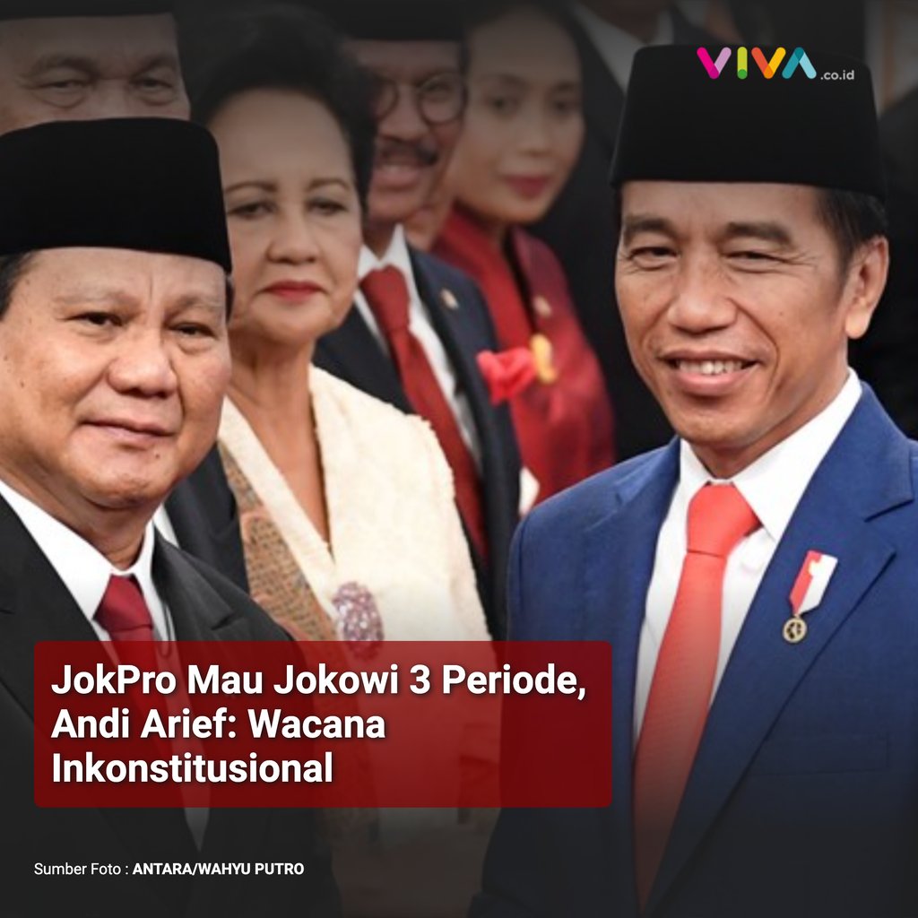 VIVAcoid's tweet photo. Wacana mendukung Joko Widodo menjabat kembali sebagai presiden untuk periode ketiga muncul lagi. Ide itu disuarakan M. Qadari dan kawan-kawan yang tergabung dalam barisan relawan Jokowi-Prabowo (Jok-Pro) 2024.
https://t.co/ZnSKcRf8Gq
__
#vivacoid #Jokowi #Prabowo #JokPro #Politik https://t.co/9rv99s88kf