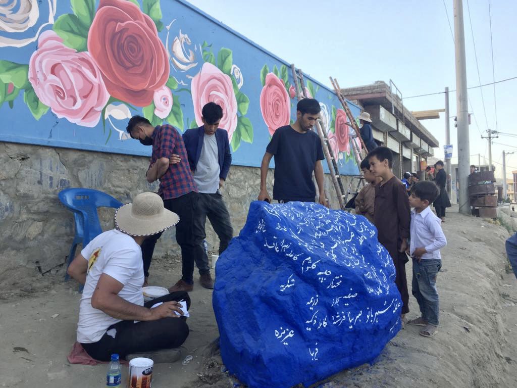 OmaidSharifi's tweet photo. This stone witnessed a carnage; a terrorist attack that killed over 90 school kids. While keeping the signs/damages of the explosion, we wrote the names of all victims.
Let’s not forget. Let’s remember victims of the last 4 decades of nonsense/imposed war and violence. https://t.co/TXrIqnS3qD