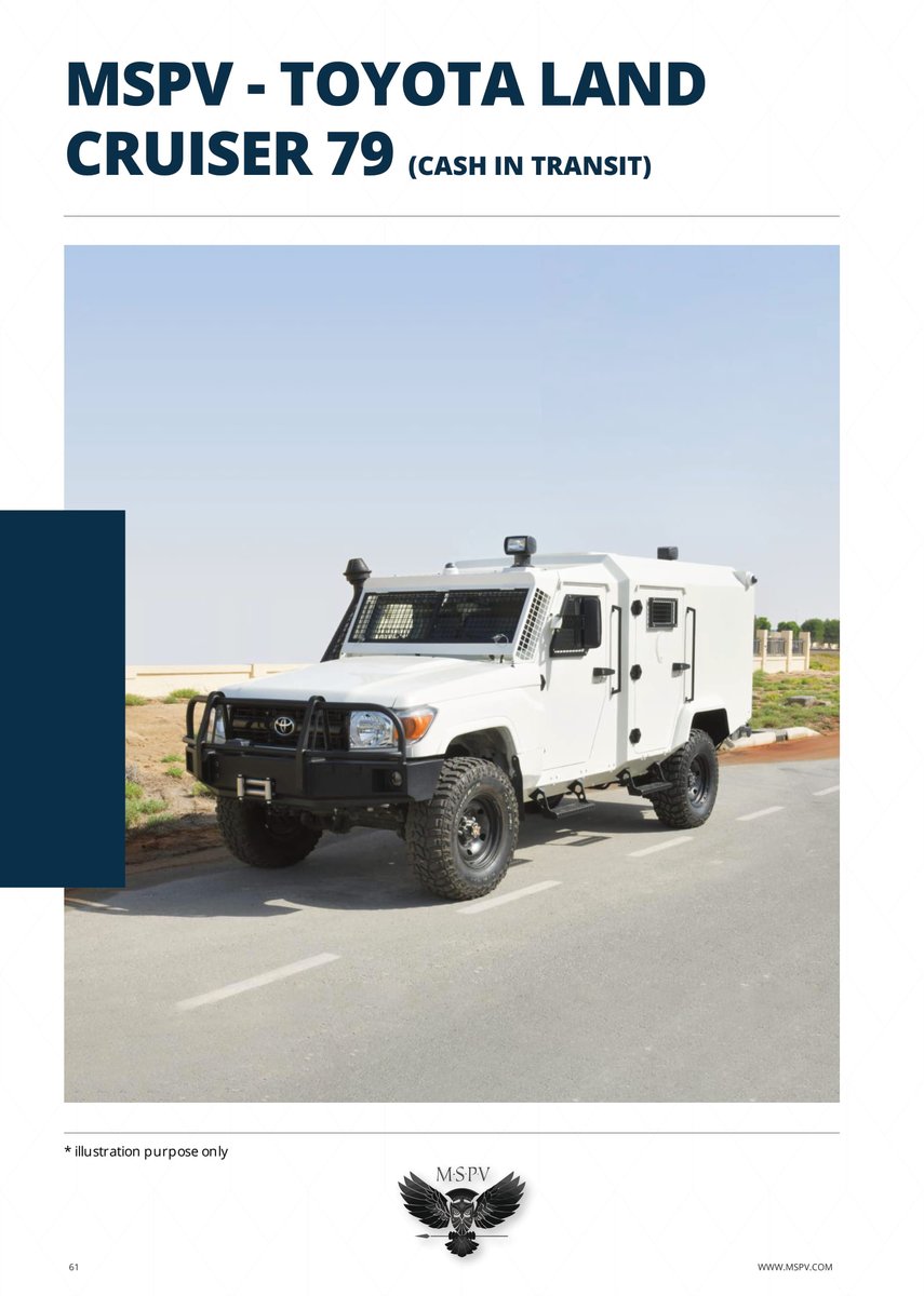 MSPV Armoured/ Bulletproof Cash In Transit CIT Vehicles India
Protection level : B4+,B6, B7 level
Contact us at +91 8796090783(WhatsApp), +971 55 608 9277 bhushan@mspv.in visit mspv.in
#CITVehiclesIndia #CITTruckIndia #CITPickupIndia #CITVanIndia #CITVehicleIndia